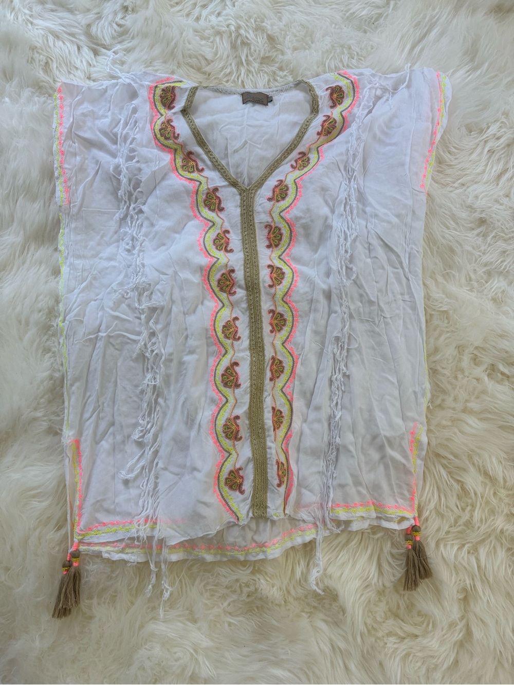 Skemo White Tunic with Neon & Gold Trim
